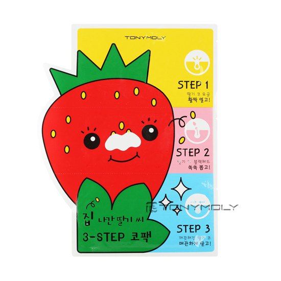 Пластыри для носа от черных точек Tony Moly Homeless Strawberry Seeds 3-step Nose Pack